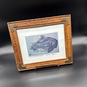 Signed Print Ned DuCharme Luck Of The Bottom Feeder Rustic Wood Frame Wall Art